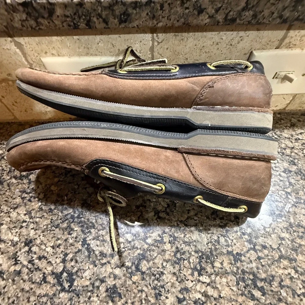 Rockport Mens K71275 Leather Boat Shoes Brown Navy Blue Loafers Size‎ 9W